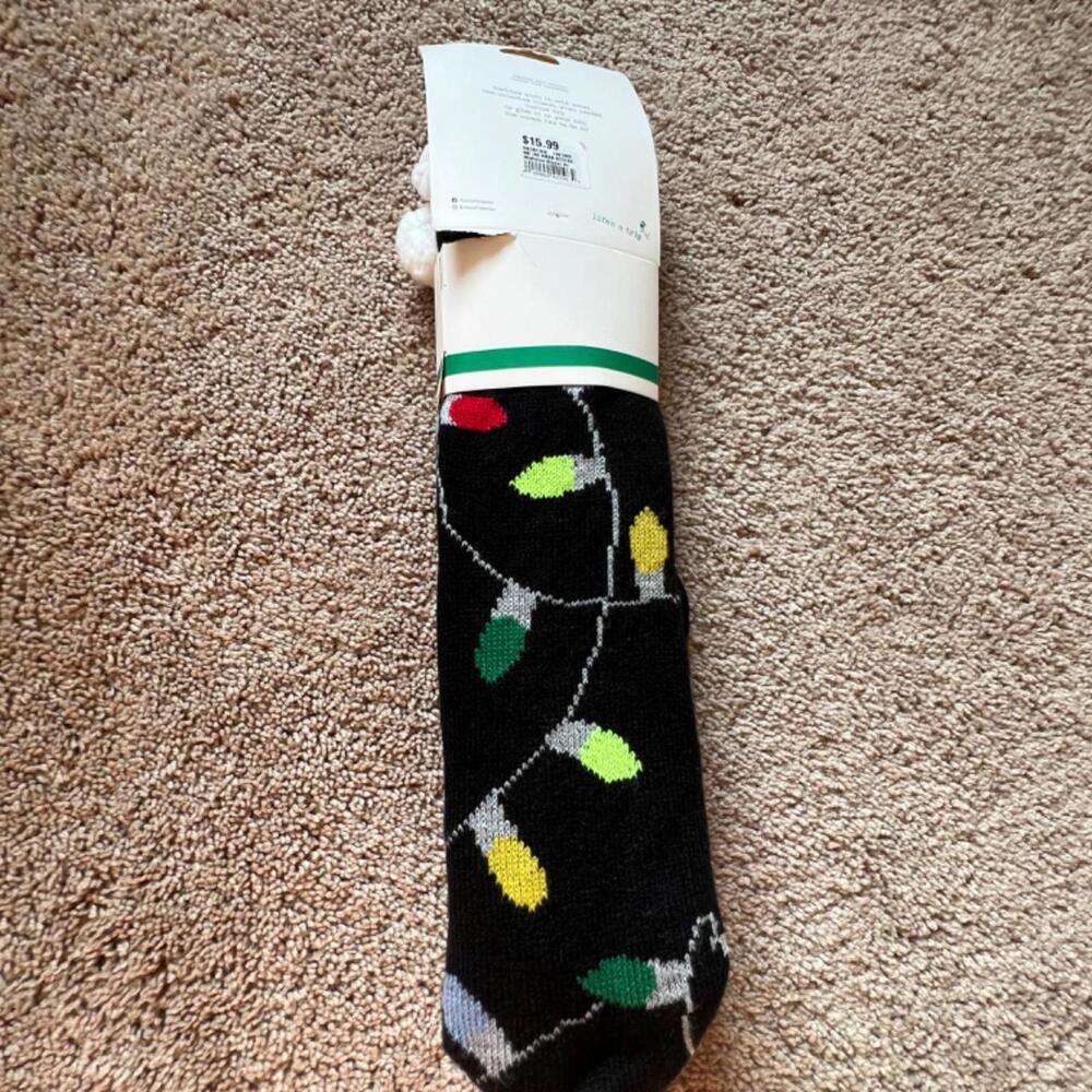 Two Left Feet Mistletoes Supper Socks - Fuzzy Fleece Lining, Brand New